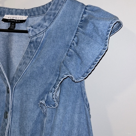 ELOQUII Elements Chambray Flutter Sleeve Romper Size 16 - Picture 5 of 7